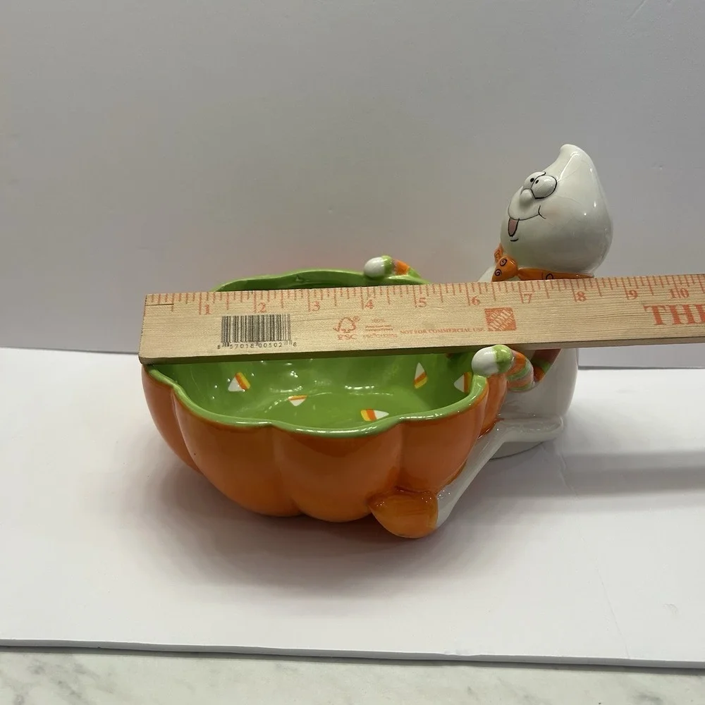 Vintage Tina Ledbetter Halloween Ghost Candy Bowl Dish Ceramic Candy Corn